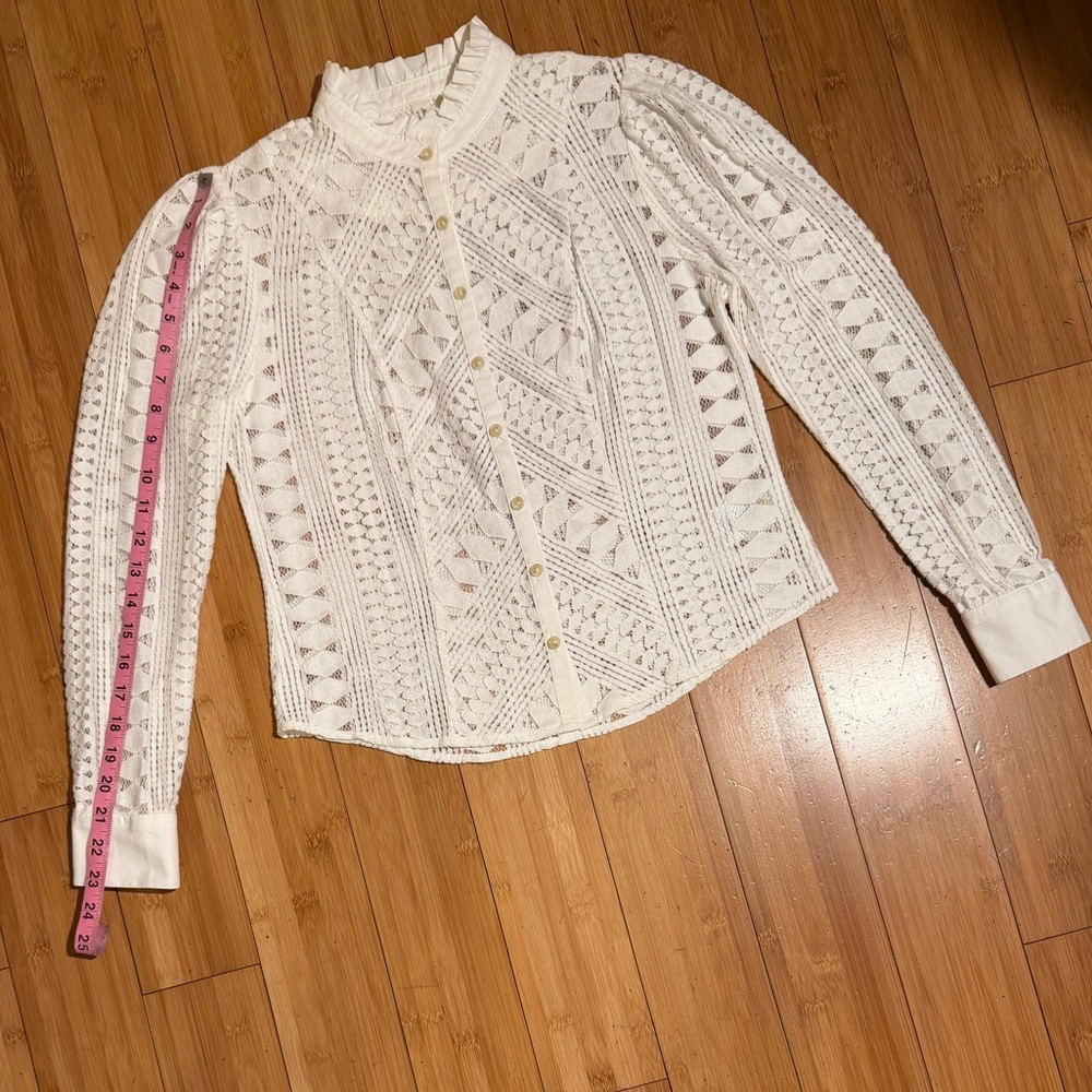Anthropologie Meadow Rue Lace Long Sleeve Top White / Cream Size 2 - Picture 14 of 16